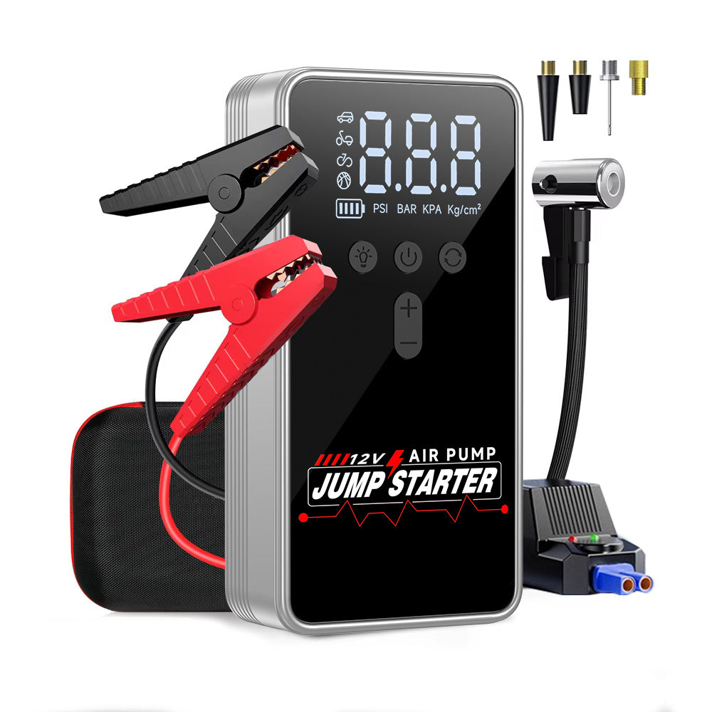 Car Battery Starter With Air Compressor 12V 2000A Car Battery Starter Digital Tire Inflator