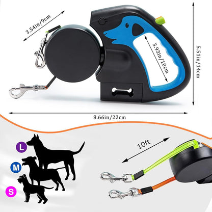 Double-ended Traction Rope One For Two Automatic Retractable Leash
