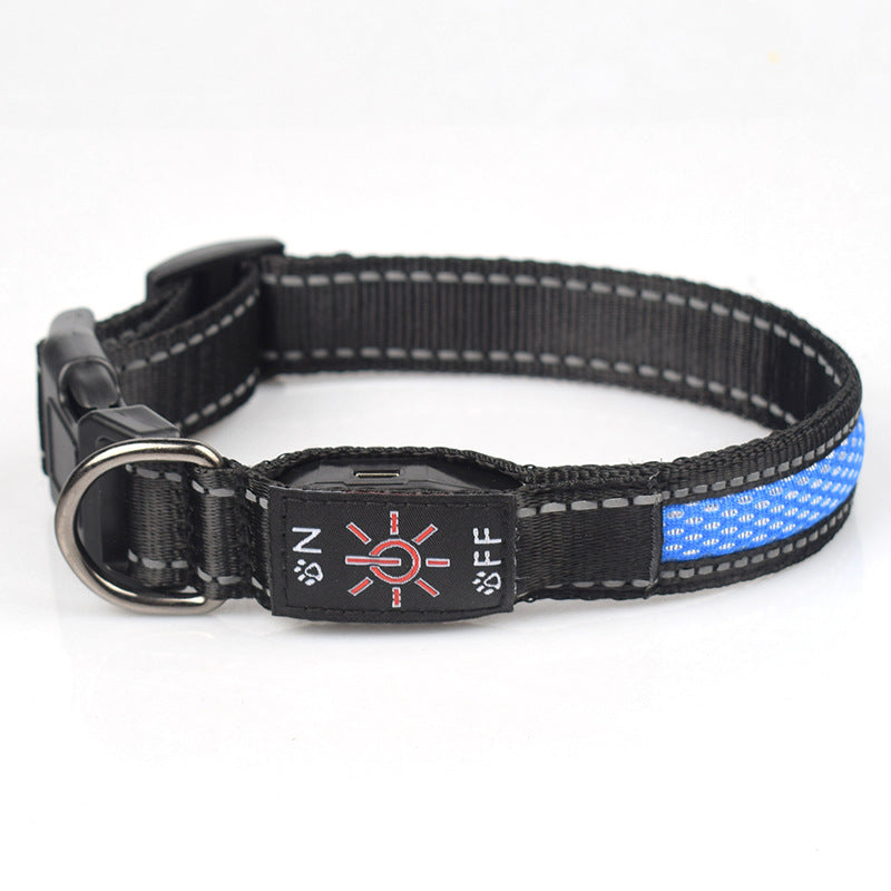 LED Luminous Nylon Mesh Pet Collar Type-c Charging Port Waterproof Dog